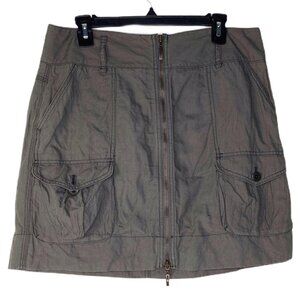 LOFT Womens 10 Dark Gray A Line Mini Skirt Dark Grey Pockets Full Front Zip